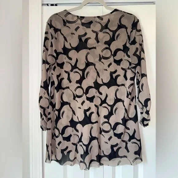 Alfani Size XL Women’s Elegant Black and Tan Patterned Blouse - Picture 3 of 7